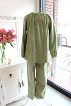 画像をギャラリービューアに読み込む, IKUKO 綾ネル花柄プリント ラグランスリーブパジャマ