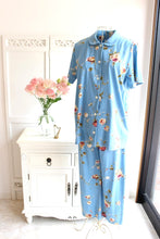 画像をギャラリービューアに読み込む, IKUKO 天竺花柄プリント 襟付き半袖パジャマ