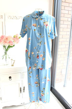 画像をギャラリービューアに読み込む, IKUKO 天竺花柄プリント 襟付き半袖パジャマ