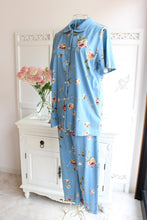 画像をギャラリービューアに読み込む, IKUKO 天竺花柄プリント 襟付き半袖パジャマ