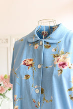 画像をギャラリービューアに読み込む, IKUKO 天竺花柄プリント 襟付き半袖パジャマ