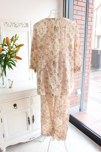 IKUKO　ダブルガーゼ花柄プリント　七分袖パジャマ