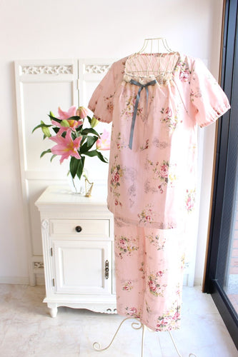 IKUKO フローラル花柄パジャマセット IKUKO【ダブルガーゼ花柄 フリルネックパジャマ】M PI | ランジェリー