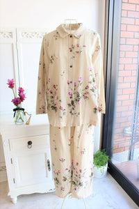 IKUKO　ダブルガーゼ花柄　襟付きパジャマ/サンドベージュ