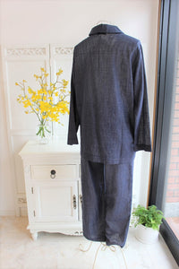 IKUKO　杢糸ダブルガーゼ　襟付きパジャマ/ネイビー